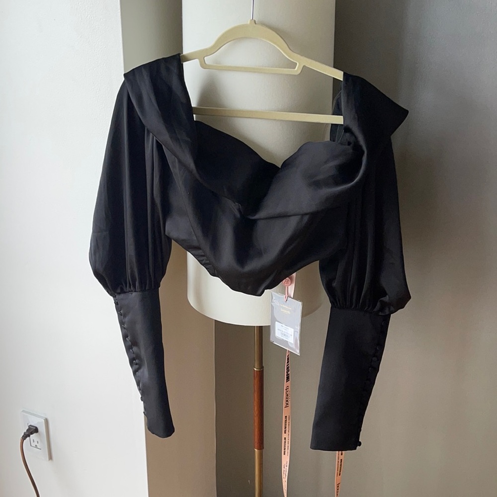 House of cb SATIN OFF SHOULDER CORSET TOP